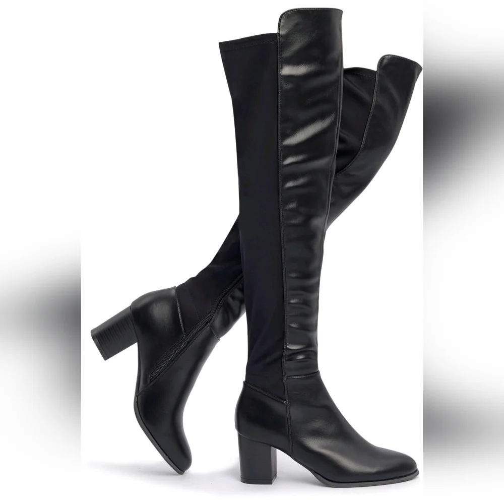 Selenepair 8 Black Breathable Over the Knee Boots Christmas Shoes Sexy